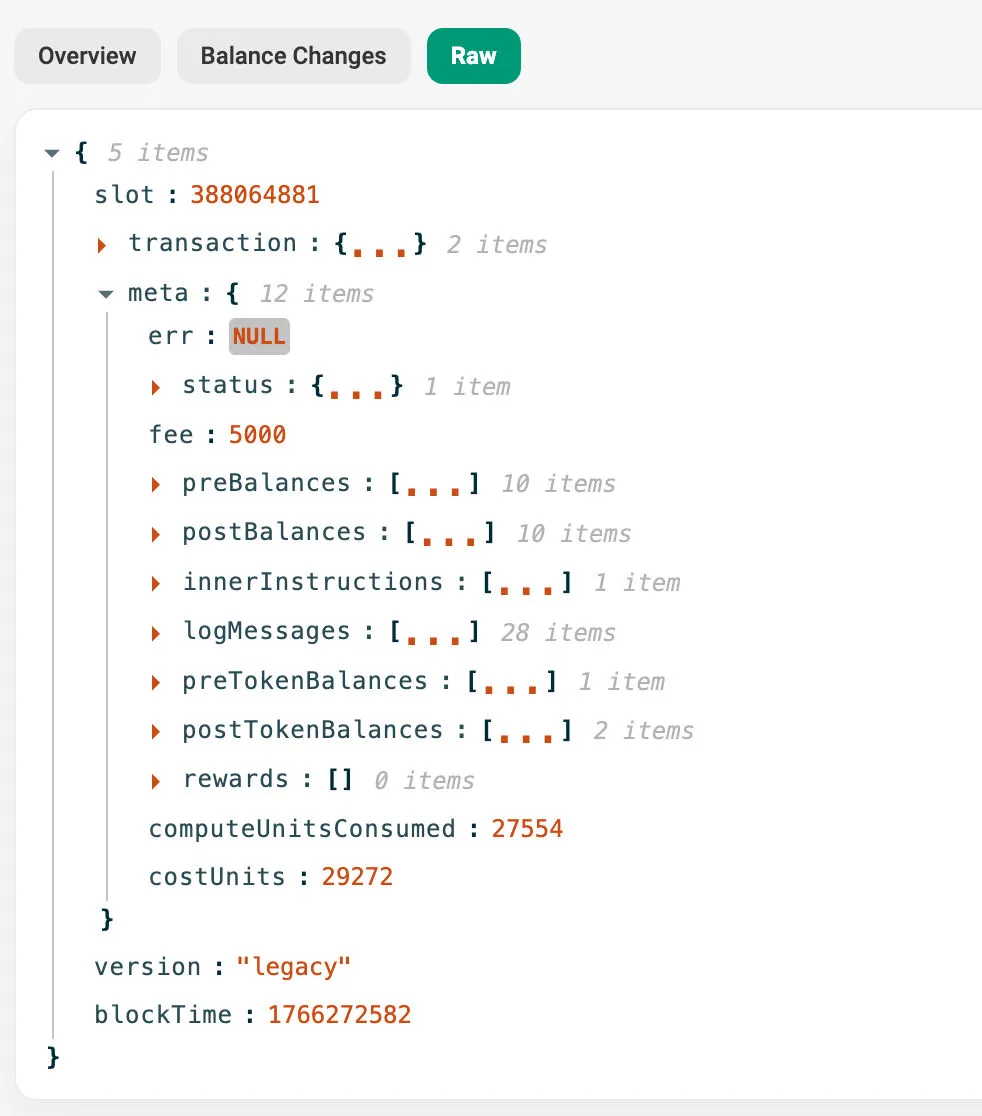 Solscan raw transaction metadata